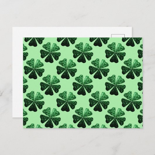 Donkergroene glitter sparren Shamrock patroon Briefkaart (Voorkant / Achterkant)