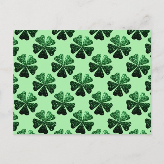 Donkergroene glitter sparren Shamrock patroon Briefkaart (Voorkant)