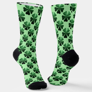 Donkergroene glitter sparren Shamrock patroon Sokken