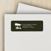 Donkergroene golfkar Kerstboom retouradres Etiket