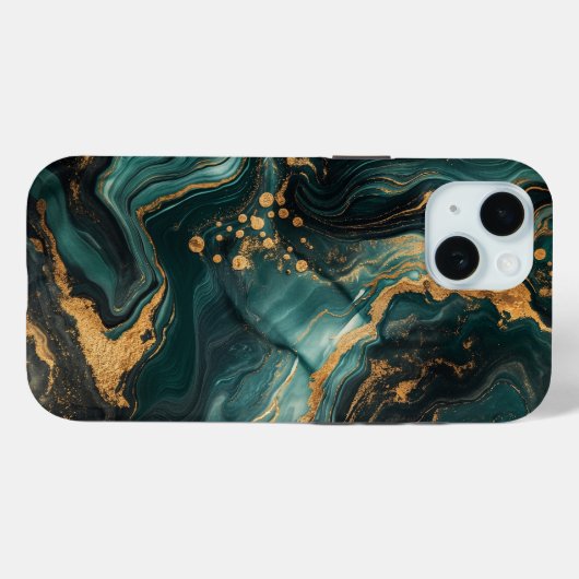Donkergroene gouden aderen Marmer Case-Mate iPhone Case (Achterkant (horizontaal))