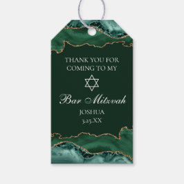 Donkergroene gouden agaat bar mitswa party cadeaulabel