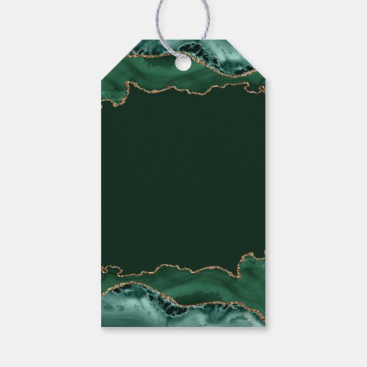 Donkergroene gouden agaat bar mitswa party cadeaulabel (Achterkant)