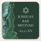 Donkergroene gouden agaat bar mitswa party kartonnen onderzetters (Voorkant)