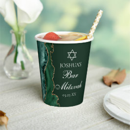 Donkergroene gouden agaat bar mitswa party papieren bekers