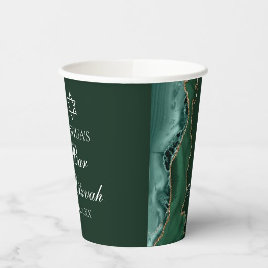 Donkergroene gouden agaat bar mitswa party papieren bekers (Links)