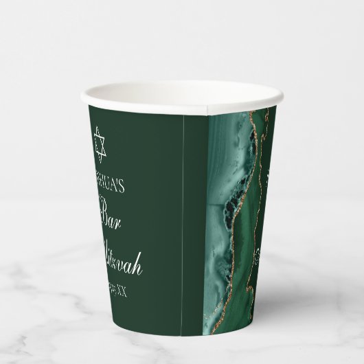 Donkergroene gouden agaat bar mitswa party papieren bekers (Rechts)