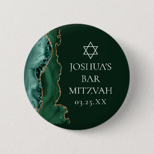 Donkergroene gouden agaat bar mitswa party ronde button 5,7 cm