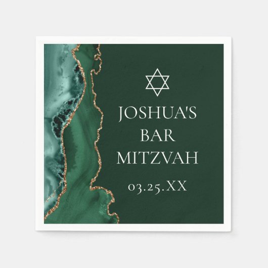 Donkergroene gouden agaat bar mitswa party servet (Voorkant)