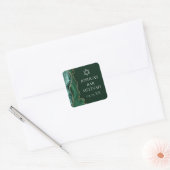 Donkergroene gouden agaat bar mitswa party vierkante sticker (Envelop)