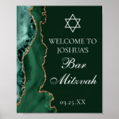 Donkergroene gouden agaat bar mitswa party welkom poster (Voorkant)