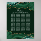 Donkergroene gouden agaat bar mitswa zitkaart poster (Voorkant)