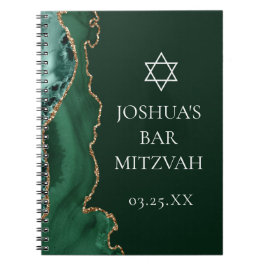 Donkergroene gouden agaat Custom Bar Mitswa Notitieboek