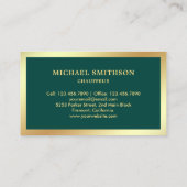 Donkergroene gouden auto professionele chauffeur visitekaartje (Achterkant)