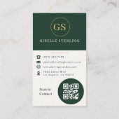 Donkergroene Gouden Foto QR Code Visitekaartje (Achterkant)