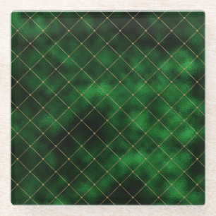 Donkergroene gouden geometrische vormen St. Patric Glazen Onderzetter