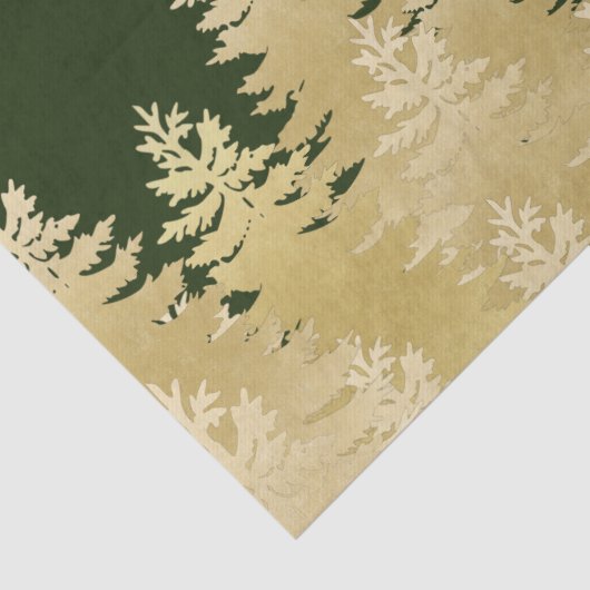 Donkergroene gouden pine-boomstructuur Wrapping Tissuepapier (Detail)