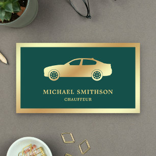 Donkergroene Goudkleurige Auto Professionele Chauf Visitekaartje