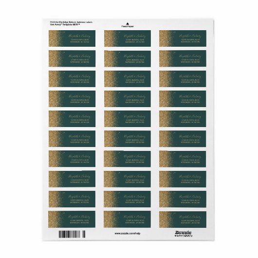 Donkergroene goudweduwen etiket (Full Sheet)