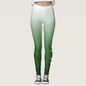 Donkergroene Gradient Geometry Mesh Patroon Naam Leggings (Voorkant)
