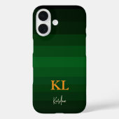 Donkergroene gradiënt kleurstrepen met monogram Case-Mate iPhone case (Achterkant)