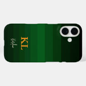 Donkergroene gradiënt kleurstrepen met monogram Case-Mate iPhone case (Achterkant (horizontaal))