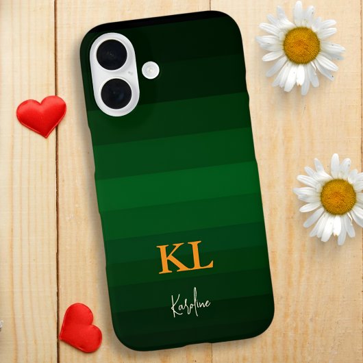Donkergroene gradiënt kleurstrepen met monogram Case-Mate iPhone case