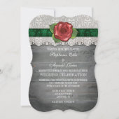 Donkergroene grijze Rustic Wood Roos Wedding Invit Kaart (Voorkant)