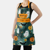 Donkergroene Halloween met geesten, pompoenen, vle Schort (Insitu)