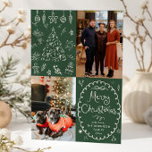 Donkergroene hand getekend Vrolijk Kerstfeest 2 Fo Feestdagenkaart