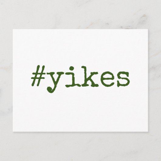 Donkergroene hashtag Yikes Postponed Wedding Briefkaart (Voorkant)