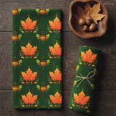 Donkergroene Herfst Esdoornblad & Eikel Theedoek