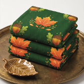 Donkergroene Herfst Esdoornblad & Eikel Theedoek