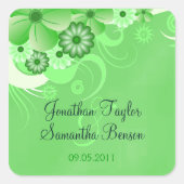 Donkergroene Hibiscus bloemenbewaar de datumgunst Vierkante Sticker (Voorkant)