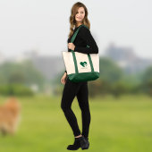 Donkergroene hond of kat poot hart monogram tote bag