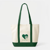 Donkergroene hond of kat poot hart monogram tote bag (Voorkant)