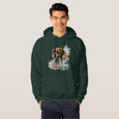 Donkergroene hoodie met schattig hondenontwerp cas (Voorkant volledig)