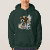 Donkergroene hoodie met schattig hondenontwerp cas (Voorkant)
