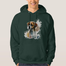 Donkergroene hoodie met schattig hondenontwerp cas