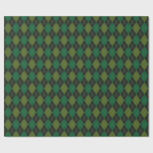 Donkergroene Ierse Argyle Diamond Pattern Cadeaupapier (Vlak)
