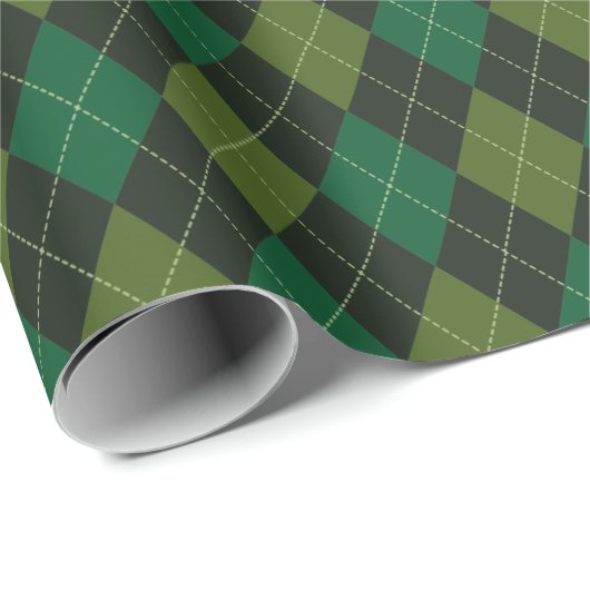 Donkergroene Ierse Argyle Diamond Pattern Cadeaupapier (Rol Hoek)
