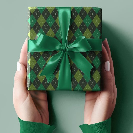 Donkergroene Ierse Kleine Argyle St Patrick's Day Cadeaupapier