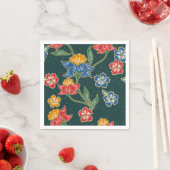 Donkergroene Indonesische bloemenwijnstokken Batik Servetten (Insitu)