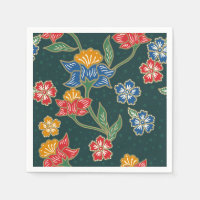 Donkergroene Indonesische bloemenwijnstokken Batik