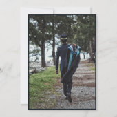 Donkergroene kalligrafie Elegant Photo Afstuderen Kaart (Achterkant)