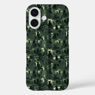 Donkergroene kat camouflage iPhone 16 hoesje