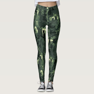 Donkergroene kat camouflage leggings