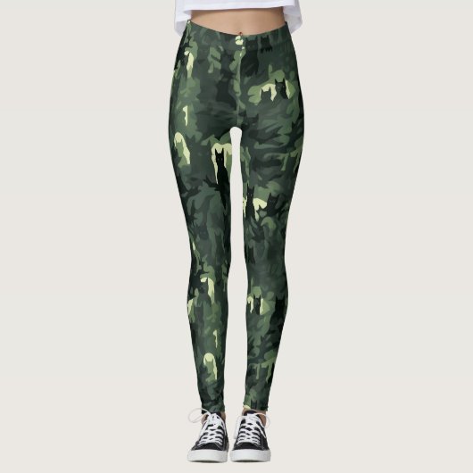 Donkergroene kat camouflage leggings (Voorkant)