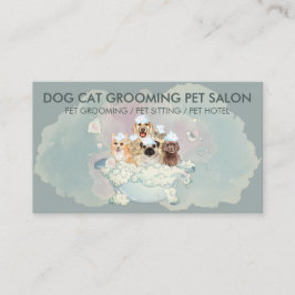 Donkergroene katten Hogs Pet Groomer Visitekaartje