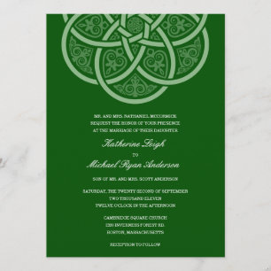 Donkergroene Keltische Knot Wedding Invitations Kaart